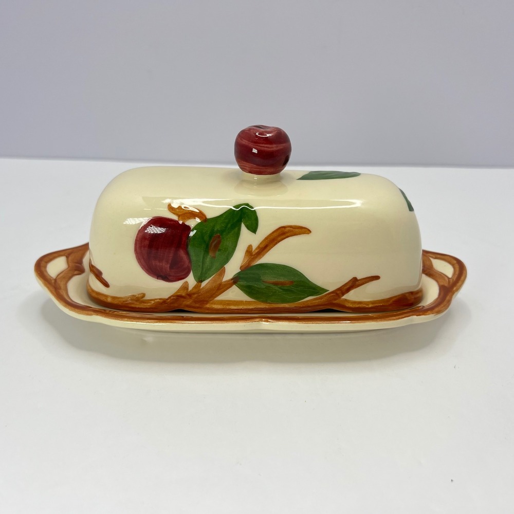 Franciscan Apple Butter Dish with Lid 1949-1953 Vintage Hand Painted USA Made